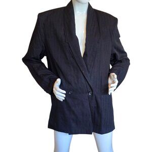 Women's Vintage 1980's RETRO  Black Double-Breasted Blazer sz M